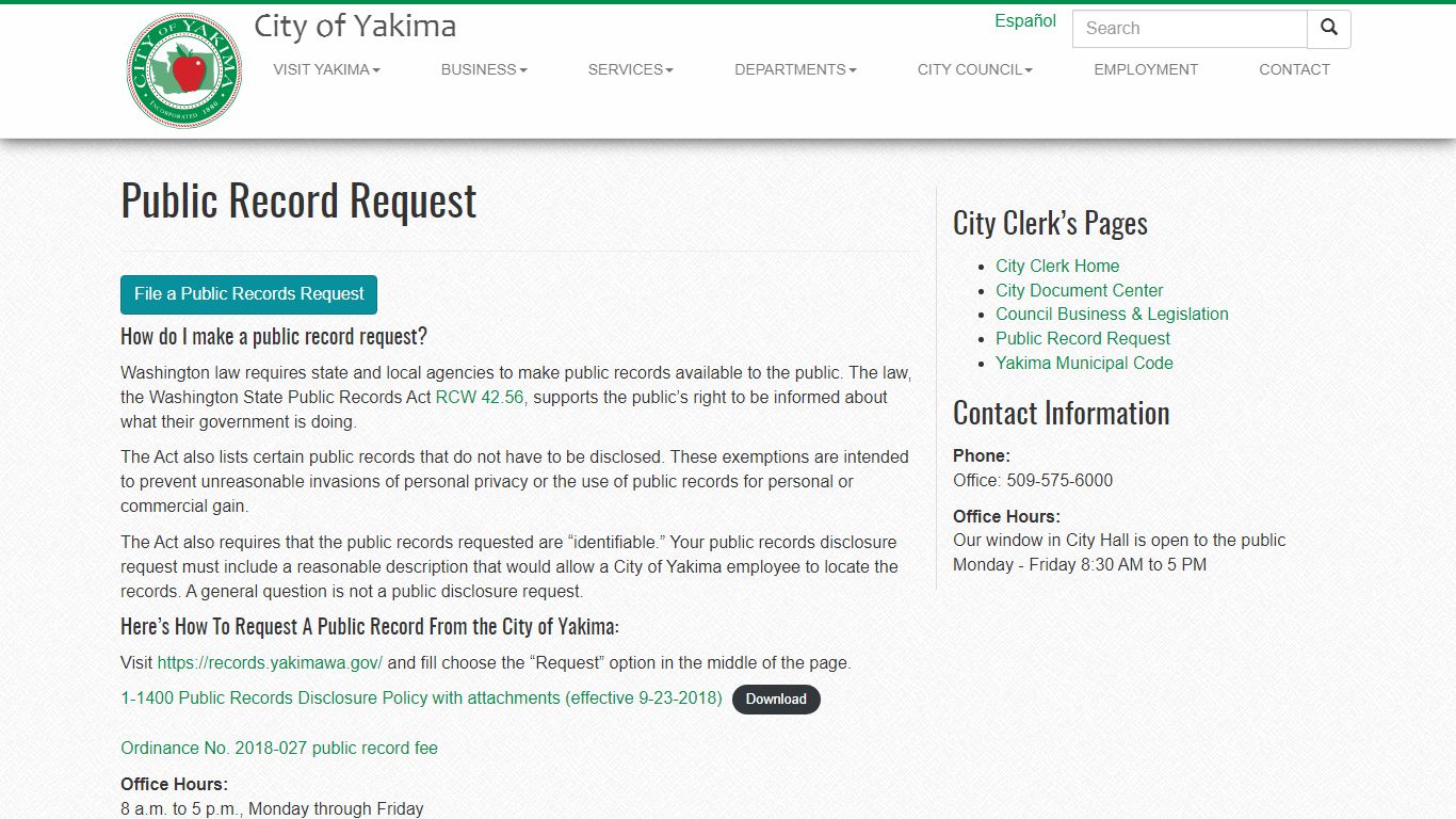 Public Record Request | City Clerk